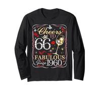 Women Cheers to 66 Fabulous Since 1960 66th Birthday Queen Long Sleeve T-Shirt