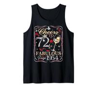 Women Cheers to 72 Fabulous Since 1954 72nd Birthday Queen Tank Top