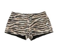 Women Cheetah Print Micro Shorts Sparkly Leopard Sequins Going Out Shorts Summer Trendy Glitter Low Rise Y2k Sexy Concert Rave Night Club Party Booty Bottoms Hot Pants Carnival Las Vegas Outfits