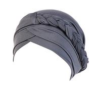 Women Chemo Hats Cancer Headwear, Women Solid Plait Hat Muslim Ruffle Cancer Turban Wrap Cap for Holiday Travelling Grey