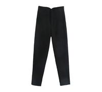 Women Chic Fashion with Seam Detail Office Wear Pants High Waist Zipper Fly Female Ankle Trousers Mujer-Black-L