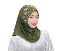 Women Chic Stars Muslim Hijab Soft Lightweight One Piece Bonnet Hat Jersey Hijab Turban Arabian Islamic Full Cover Head Scarf Instant Scarf Wrap Ramadan Eid Headwear