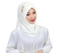 Women Chic Stars Muslim Hijab Soft Lightweight One Piece Bonnet Hat Jersey Hijab Turban Arabian Islamic Full Cover Head Scarf Instant Scarf Wrap Ramadan Eid Headwear