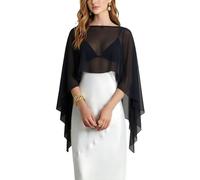Women Chiffon Shawl Cape Mesh Sheer Poncho Top Capelets for Evening Dress Shawl Wraps Cover Up Wedding Party