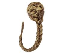 Women Chignon 20 Inch Fishbone Braid Ponytail Hair Bun Extensions Synthetic Drawstring Ponytail Clip In Hair Extension Ponytail Natural Black Bun Hair (Color : F22-10)