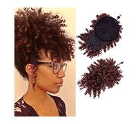 Women Chignon Afro High Puff Synthetic Hair Bun Ponytail Drawstring With Bangs Short Kinky Curly Pony Tail Clip in Hair Extensions for Women Bun Hair (Color : 33, Size : 8inch)