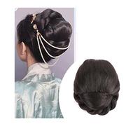 Women Chignon Bun Elegant Retro Headwear Synthetic Chinese Ancient Wig Hanfu Headdress Hair Ancient Chinese Women Cosplay Wigs Accessories Bun Hair (Color : VM21)