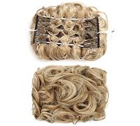 Women Chignon Messy Bun Scrunchie Hairpiece Synthetic Updo Curly Hair Bun Extension Comb Clips in Hair Extension Chignon Dish Tray Pony-tail Hairpieces for Women Bun Hair (Color : Q8 27H613)