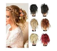 Women Chignon Synthetic Curly Hair Bun Scrunchies Tousled Updo Ponytail Hair Piece Elastic Rubber Band Messy Curly Bun Hair Extensions for women Bun Hair (Color : 1B)