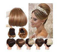 Women Chignon Synthetic Straight Chignon Bun Hair Pieces 6" Drawstring Ponytail Extensions Clip In Hair Extension Heat Resistant Hair Donut Chignon for Women Bun Hair (Color : Medium brown)