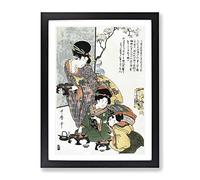 Women & Children At A Tea Party By Kitagawa Utamaro Asian Japanese Framed Print | A4 Black Framed Wall Art | Ready to Hang | Asian Food Picture | Living Room Bedroom Lounge Office