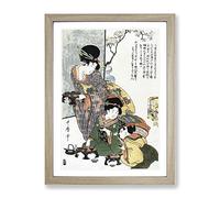 Women & Children At A Tea Party By Kitagawa Utamaro Asian Japanese Framed Print | A4 Oak Framed Wall Art | Ready to Hang | Asian Food Picture | Living Room Bedroom Lounge Office