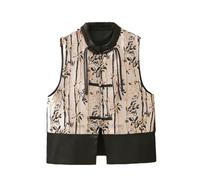 Women Chinese Vintage Vest Traditional Flower Embroidery Stand Collar Vest Sleeveless Jacket Hanfu Tops Oriental Folk Waistcoat color1 3XL