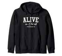 Women Christian Shirts ALIVE in Christ Worship Faith Jesus Zip Hoodie