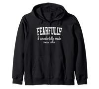 Women Christian Shirts FEARFULLY Bible Verse Worship Jesus Zip Hoodie
