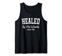 Women Christian Shirts Healed by His Wounds Worship Jesus Tank Top