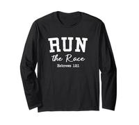 Women Christian Shirts Run The Race Faith Worship Jesus Love Long Sleeve T-Shirt