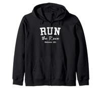 Women Christian Shirts RUN the Race Faith Worship Jesus Love Zip Hoodie