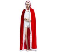 Women Christmas Cape Bane Plush Velvet Cloak Warm Red Tunic | Floor Length Costume Cape with Hood for Comfort, Stylish Holiday Outfit for Chr Cosplay