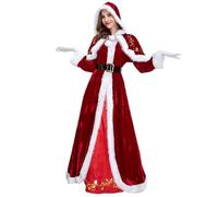 Women Christmas, Costume Mrs. Santa Claus Deluxe, Hooded Cape Robe Cardigan Cloak Dress, Halloween Role Play Party Dress Outfit for Christmas Masquerade Party B,3XL