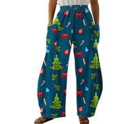 Women Christmas Costumes High Waist Flared Casual Pajama Pants Cotton Sleepwear Pants Muslim Comfortable Harem Trouser With Wide Legs Lightweight Fabric Pant For Women