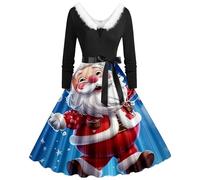 Women Christmas Dresses, Christmas Red Long Dress Mrs Santa Red Velvet A-Line V-Neck Sexy Dresses Women Shirt Dress Adult Party Outfits for UK Ladies Costumes for Party Nightclub Evening