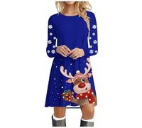 Women Christmas Halloween Dresses Christmas Costume Xmas Dresses for Women UK Xmas Print Wine Glass Graphic Jumpers Party Cocktail Midi Skater Dress