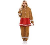 Women Christmas Santa Reindeer Gingerbread Loungewear Set with Festive Pattern Cozy Relaxed Fit Home Wear and Added Seasonal Charm Keywords for Warm Holiday Christmas Celebration n33