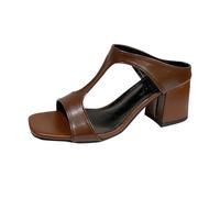 Women Chunky Heels Sandals UK Sale Clearance Ladies Wide Fit Pump Square Open Toe Slides Comfy Soft Footbed Slippers Slip On Sliders Fashion Casual Shoes Breathable Slide Holiday Party Slider