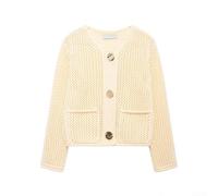 Women Chunky Knit Cardigan Solid Double Pockets | Chunky knit texture, double front pockets, solid color design, regular for fit, soft acrylic blend