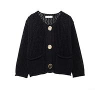 Women Chunky Knit Cardigan Solid Double Pockets | Chunky knit texture, double front pockets, solid color design, regular for fit, soft acrylic blend
