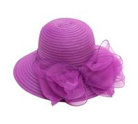 Women Church Cap Wide Brim Summer Sun Hat for Wedding Womens Swim Hats (Purple, One Size)