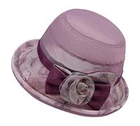 Women Church Hat Summer Elegant Wide Brim Hat Wedding Party Cap Travel Flower Hat Sun Protection Cap Beach Hat Pink