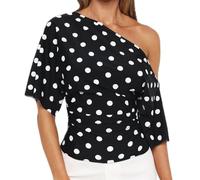 Women Cinched Waist Crop Top Y2K Off The Shoulder Short Sleeve T-Shirt Going Out Ruched Tees Summer Basic Blouse (Multi, M)