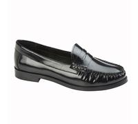 Women CIPRIATA Black Hi-Shine Leather Saddle Loafer Resin Sole