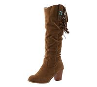Women Classic Ankle/Long Boots - Ladies Cowgirl Cowboy Boots Mid Calf Western Boots Waterproof Rain Boots Winter Warm Cotton Boots Double Ankle Strap Round Toe Men & Women Cool Boots Outdoor Brown