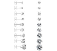 Women Classic Style Stainless Steel 9 Pairs 3-8mm Earrings Suitable stud earrings for Various Places Hypoallergenic Earrings Enough for Daily Replacement, Can be Given to Family and Friends as