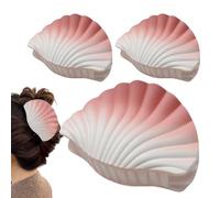Women Claw Clips, 3-Piece Seashell Hair Jaw Clamps, 3.94x2.56x1.97 Inches, Matte Gradient Finish, Strong Grip Fashion Accessory for Commuting Beach School Concert Yoga Hiking Prom