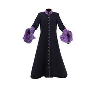 Women Clergy Cassock Trumpt Sleeve Medieval Priest Robe Halloween Cosplay Costume Cloak-L