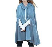 Women Cloak Hooded Cape Coat Split Long Sleeve Cape Jacket Fleece Trench Coat Open Front Cardigant Poncho Outwear Ladies Shawl Cape Cloak Mantle UK Clearance