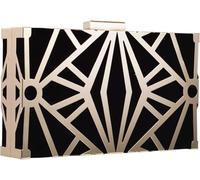 Women Clutch Bag Velvet Purse Metal Vintage Evening Bag Hollow Wedding Party Handbag (Black,One Size)