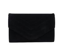 Women Clutches Suede Evening Bag Wedding Clutch Purses Double Frame Clutch Wallet for Women (Black, One Size)