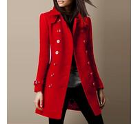 Women Coat Independent Station Warm Solid Color Long Sleeve Lapel Outerwear Suitable for Multiple Occasions in Spring Fall Winter (M Red)