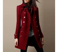 Women Coat Independent Station Warm Solid Color Long Sleeve Lapel Outerwear Suitable for Multiple Occasions in Spring Fall Winter (M Wine Red)