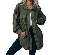 Women Coat Jacket Polar Fleece Oversize Solid Mock Flap Pocket Lapel Baggy Warm Plain Button Shacket Outerwear Overshirt Windbreaker(A Army Green,XL 18-20)