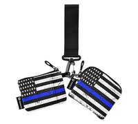 Women Coin Operated Wallets Card Holder Small Portable ID Card Holder With Keychain For Men Women 2 Packs, Vintage American Police Support Flag, 4.13"(L) x 3.5"(W), Travel Accessories