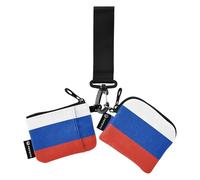 Women Coin Operated Wallets Card Holder Small Portable ID Card Holder With Keychain For Men Women 2 Packs, Russia Flag Russian Federation National Blue Red, 4.13"(L) x 3.5"(W), Travel Accessories