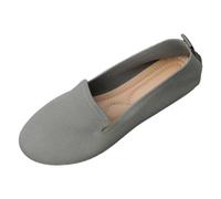 Women Color Block Round Head Printing Flat Mouth Flat Bottom Casual Comfortable Large Single Shoes Casual Shoes, gray, 8 UK