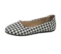 Women Color Block Round Head Printing Flat Mouth Flat Bottom Casual Comfortable Large Single Shoes Casual Shoes, black, 5 UK