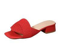 Women Comfort Ankle Strap Block Heel Sandals Strap Middle Heel Sandal Slippers Fish Mouth Outer Wear Fashion Set Foot Cool Slippers Women Black Sandal Flat Sandals for Size 6 Wide (Red,5)
